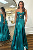 Load image into Gallery viewer, Metallic Purple A-Line Strapless Ruched Long Prom Dress with Slit