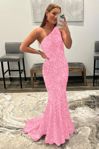 Coral Sequins Mermaid Long Prom Dress