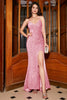 Load image into Gallery viewer, Fuchsia Sequin Mermaid Long Prom Dress