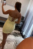 Load image into Gallery viewer, Sheath Sweetheart Yellow Short Prom Dress with Appliques