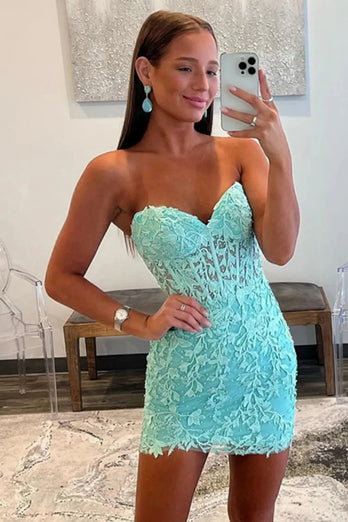 Mint Lace Sweetheart Tight Short Party Dress