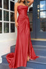 Load image into Gallery viewer, Fuchsia Mermaid Ruched Long Corset Prom Dress with Slit