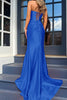 Load image into Gallery viewer, Royal Blue Mermaid Ruched Long Corset Prom Dress with Slit