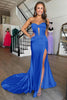 Load image into Gallery viewer, Simple Royal Blue Sweetheart Mermaid Long Prom Dress with Slit