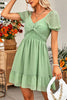 Load image into Gallery viewer, Short Sleeves V-Neck Graduation Dress With Belt