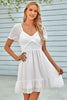 Load image into Gallery viewer, Short Sleeves V-Neck Graduation Dress With Belt