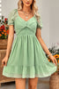 Load image into Gallery viewer, Short Sleeves V-Neck Graduation Dress With Belt