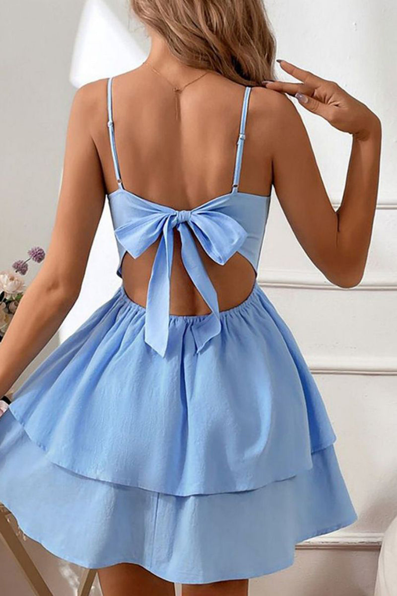 Load image into Gallery viewer, Simple Spaghetti Straps Keyhole Back Graduation Dress