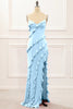 Load image into Gallery viewer, Royal Blue Backless Spaghetti Straps Prom Dress With Slit