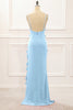 Load image into Gallery viewer, Royal Blue Backless Spaghetti Straps Prom Dress With Slit