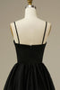 Load image into Gallery viewer, Black A-Line Spaghetti Straps Tulle Tea Length Prom Dress