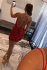 Load image into Gallery viewer, Red Tight Sequins Backless Party Dress