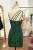 Load image into Gallery viewer, Glitter Dark Green One Shoulder Beaded Tight Party Dress