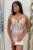 Load image into Gallery viewer, Sparkly Pink Sequins Corset Strapless Tight Short Prom Dress