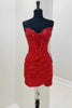 Load image into Gallery viewer, Sparkly Red Sequins Corset Strapless Tight Short Prom Dress