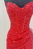 Load image into Gallery viewer, Sparkly Pink Sequins Corset Strapless Tight Short Prom Dress