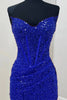 Load image into Gallery viewer, Sparkly Pink Sequins Corset Strapless Tight Short Prom Dress