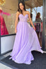 Load image into Gallery viewer, Lilac Corset A-Line Sweetheart Long Chiffon Prom Dress with Slit