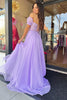 Load image into Gallery viewer, Lilac Corset A-Line Sweetheart Long Chiffon Prom Dress with Slit