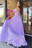 Load image into Gallery viewer, Lilac Corset A-Line Sweetheart Long Chiffon Prom Dress with Slit