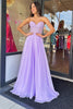 Load image into Gallery viewer, Lilac Corset A-Line Sweetheart Long Chiffon Prom Dress with Slit