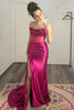 Load image into Gallery viewer, Simple Fuchsia Mermaid Strapless Corset Long Prom Dress with Slit