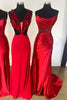 Load image into Gallery viewer, Simple Fuchsia Mermaid Strapless Corset Long Prom Dress with Slit