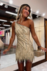 Load image into Gallery viewer, Glitter Golden Tight Short Prom Dress