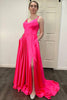 Load image into Gallery viewer, A-Line Sleeveless Hot Pink Prom Dress with Slit