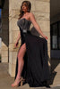 Load image into Gallery viewer, Strapless Beaded Black Prom Dress with Slit