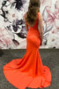 Load image into Gallery viewer, Mermaid Deep V-Neck Backless Orange Prom Dress with Slit