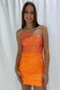 Load image into Gallery viewer, Sparkly Orange Beaded Tight One Shoulder Short Party Dress