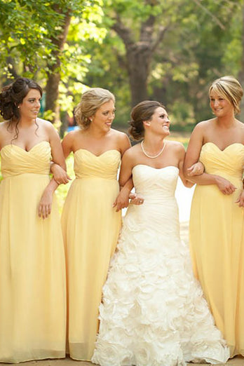 Sweetheart Sleeveless Light Yellow Bridesmaid Dress