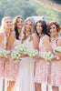 Load image into Gallery viewer, Boat Neck Sleeveless Lace Light Pink Bridesmaid Dress