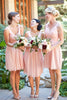 Load image into Gallery viewer, V-Neck Knee-Length Blush Bridesmaid Dress