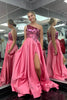 Load image into Gallery viewer, Glitter Pink One Shoulder Mirror Long Prom Dress with Slit