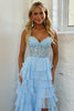 Load image into Gallery viewer, Light Blue Sweetheart Corset Prom Dress with Slit