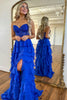 Load image into Gallery viewer, Light Blue Sweetheart Corset Prom Dress with Slit