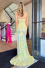 Load image into Gallery viewer, Sparkly Yellow Mermaid Corset Long Prom Dress with Lace