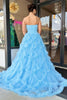 Load image into Gallery viewer, Light Blue Princess Tulle Long Ruffled Prom Dress