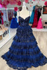 Load image into Gallery viewer, Sparkly Black Corset Lace Ruffled Long Prom Dress