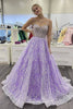 Load image into Gallery viewer, Sparkly Corset Lavender Long Prom Dress with Lace