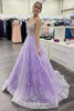 Load image into Gallery viewer, Sparkly Corset Lavender Long Prom Dress with Lace