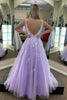 Load image into Gallery viewer, Sparkly Lilac A-Line Long Prom Dress with Appliques