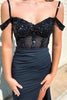 Load image into Gallery viewer, Sparkly Black Mermaid Long Corset Prom Dress with Slit