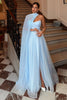 Load image into Gallery viewer, Sky Blue A-Line Tulle Long Prom Dress with Slit