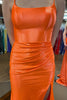 Load image into Gallery viewer, Orange Mermaid Long Ruched Prom Dress with Slit