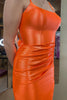 Load image into Gallery viewer, Orange Mermaid Long Ruched Prom Dress with Slit