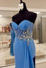 Load image into Gallery viewer, Sparkly Corset Blue Mermaid Long Prom Dress with Beadings