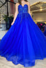 Load image into Gallery viewer, Sparkly Royal Blue Corset Long Prom Dress with Beadings